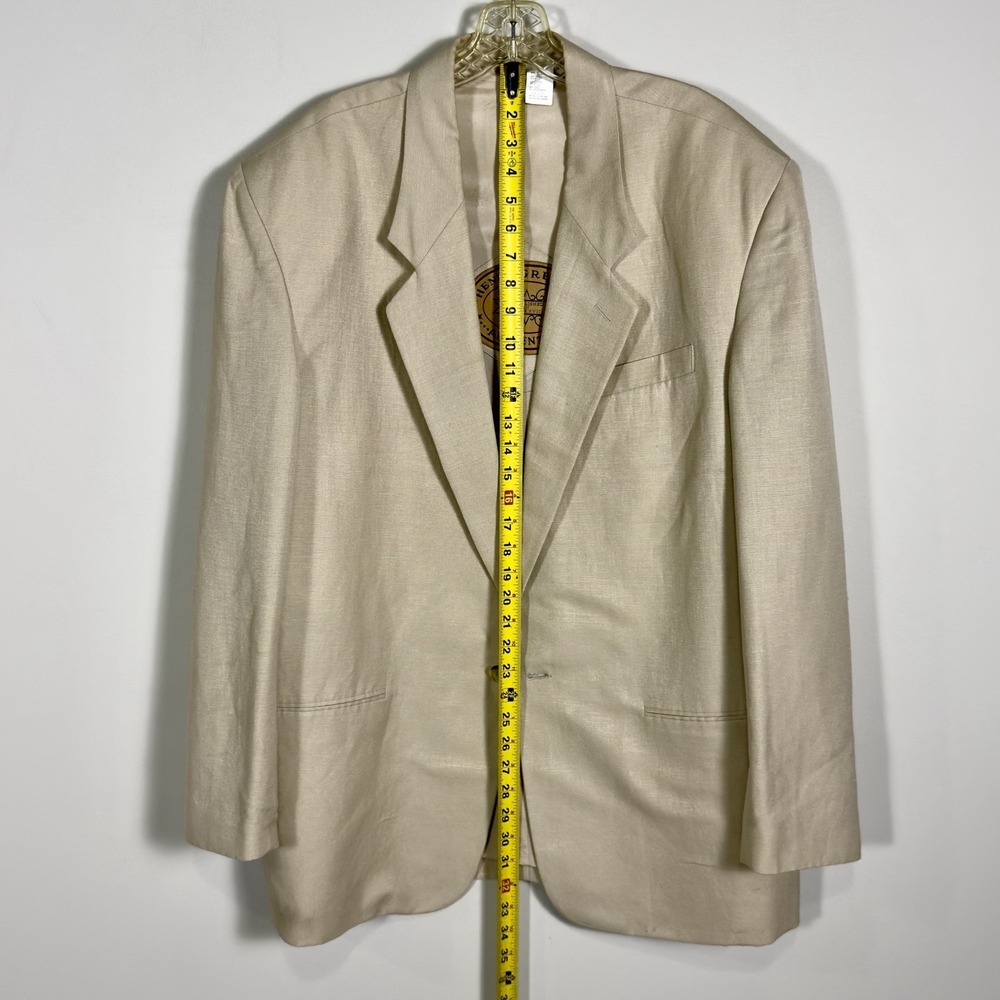 Henry Grethel Context Linen Jacket Mens Large Beige Blazer Sport Coat Vintage‎ - Picture 10 of 15